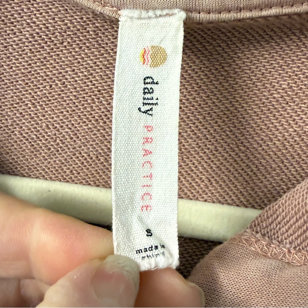 Daily Practice Anthropologie Puff Sleeve Zip-Up Hoodie Mauve Pink S Cozycore - Picture 3 of 8
